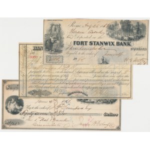 États-Unis, chèques du 19e siècle. - ensemble (3pcs)
