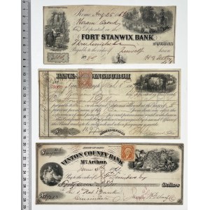 États-Unis, chèques du 19e siècle. - ensemble (3pcs)
