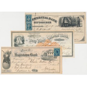 États-Unis, chèques du 19e siècle. - ensemble (3pcs)