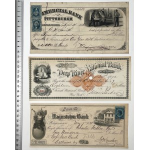 États-Unis, chèques du 19e siècle. - ensemble (3pcs)