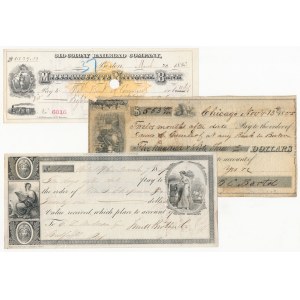 USA, Czeki XIX w. - zestaw (3szt)