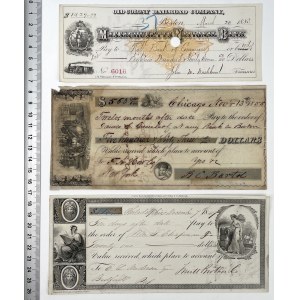 USA, Czeki XIX w. - zestaw (3szt)