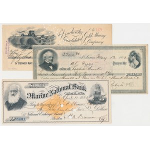 USA, Czeki XIX w. - zestaw (3szt)