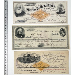 USA, Czeki XIX w. - zestaw (3szt)