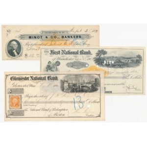 USA, 19th Century Checks. - set (3pcs)