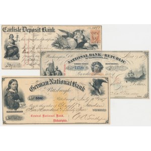 USA, Czeki XIX w. - zestaw (3szt)