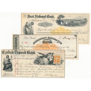 USA, 19th Century Checks. - set (3pcs)