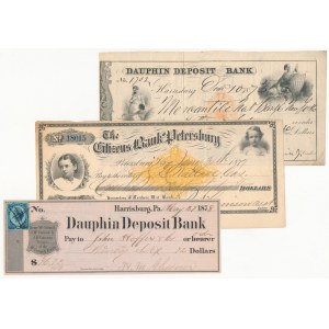 USA, 19th Century Checks. - set (3pcs)