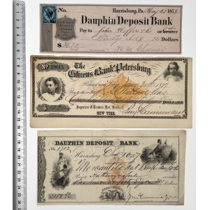 USA, 19th Century Checks. - set (3pcs)