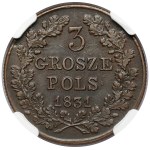 Powstanie Listopadowe, 3 grosze 1831 KG + Kuryer Polski No.568