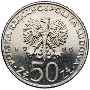 NIKIEL 50 zloty sample 1980 Chrobry - inscription above
