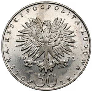 Próba NIKIEL 50 złotych 1972 Chopin - mała głowa