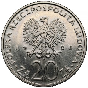 Sample NIKIEL 20 zlotys 1980 Łódź 1905