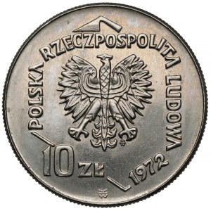 Próba NIKIEL 10 złotych 1972 Port w Gdyni - tło z deseniem