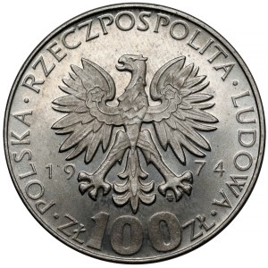 NIKIEL 100 zlotych 1974 Skłodowska-Curie sample - large eagle