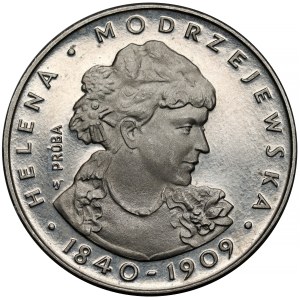 Próba NIKIEL 100 złotych 1975 Modrzejewska - mała głowa