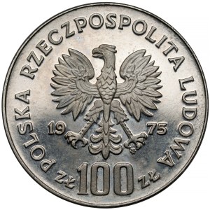 Próba NIKIEL 100 złotych 1975 Modrzejewska - mała głowa