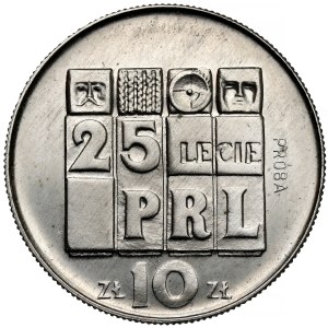 Sample NIKIEL 10 zlotych 1969, 25th anniversary of communist Poland