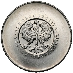 Sample NIKIEL 10 zlotych 1969, 25th anniversary of communist Poland - small inscriptions