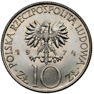 Vzorka niklu 10 zlatá 1974 Mickiewicz