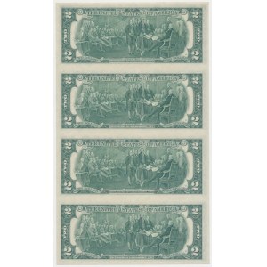 USA, 2 Dollars 1976 - uncut 4 pieces