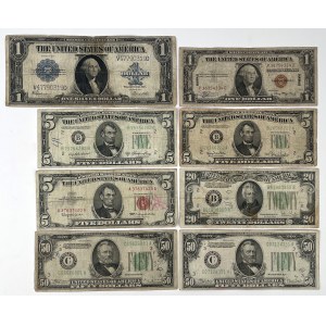 USA, 1 - 50 Dollars, 1923-1963 - set (8pcs)