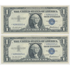 USA, 1 Dollar 1957 - consecutive issues - set (2pcs)