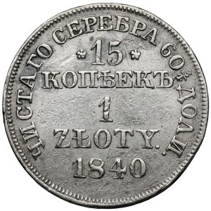 15 kopiejek = 1 złoty 1840 MW, Warszawa