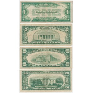 USA, 1 - 20 Dollars, 1928-1963 - zestaw (4szt)