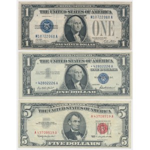USA, 2x 1 i 5 Dollars, 1928-1963 - zestaw (3szt)