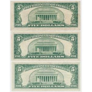 USA, 5 Dollars, 1934-1963 - set (3pcs)