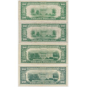 USA, 20 Dollars, 1934-1977 - zestaw (4szt)