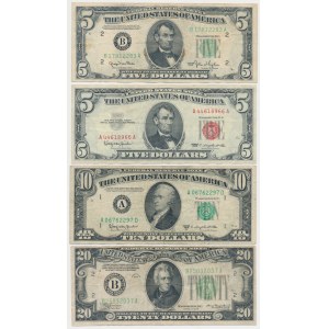 USA, 5, 10 and 20 Dollars, 1934-1963 - set (4pcs)