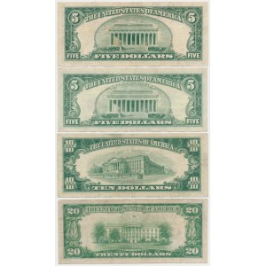 USA, 5, 10 and 20 Dollars, 1934-1963 - set (4pcs)
