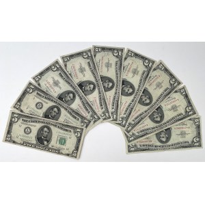 USA, 5 Dollars, 1950-1963 - set (9pcs)