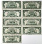 USA, 5 Dollars, 1950-1963 - set (9pcs)