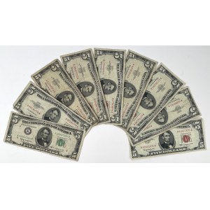 USA, 5 dolárov, 1950-1963 - sada (9ks)