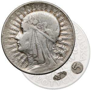 Head of a Woman 5 zlotych 1932 with sign, Warsaw - rare