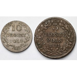 November Uprising, 3 and 10 pennies 1831 - set (2pcs)