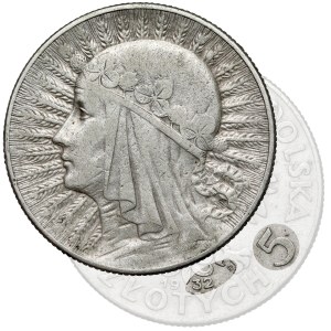 Hlava ženy 5 zlotých 1932 se značkou, Varšava - vzácné