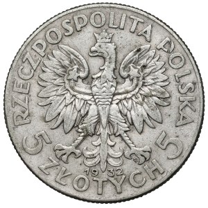 Hlava ženy 5 zlotých 1932 se značkou, Varšava - vzácné