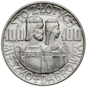Sample SILVER 100 zlotych 1966 Mieszko and Dabrowka - half figures