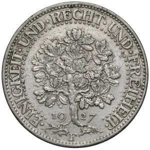 Weimar, 5 marks 1927-F - Oak