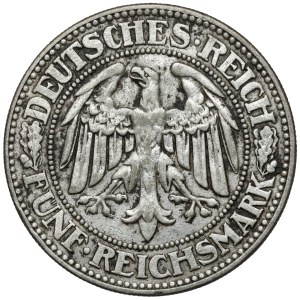 Weimar, 5 marks 1927-F - Oak