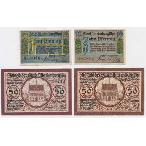 Malbork (Marienburg Wpr.), 5, 10 and 2x 50 fenig - set (4pcs)
