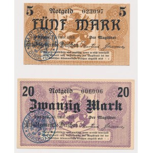 Tczew (Dirschau), 5 and 20 marks 1918 - set (2pcs)