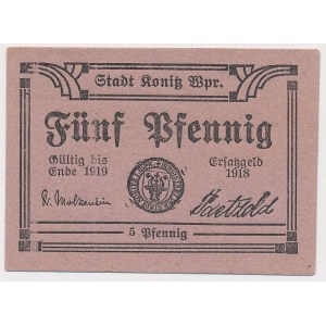 Chojnice (Konitz) - bez znaków wodnych - 5 fenigów 1918/1919