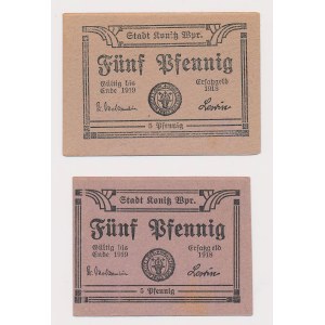 Chojnice (Konitz) - sans filigrane - set de 2x 5 fenig 1918/1919