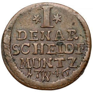 Silesia, Frederick II the Great, Denarius 1746 AHE, Wrocław - decorative F