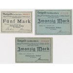 Tczew (Dirschau), 5 i 2x 20 marek 1918 - zestaw (3szt)